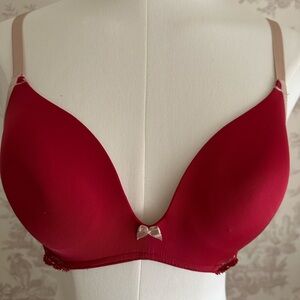 Triumph Red Bra with Pink Lace Accents